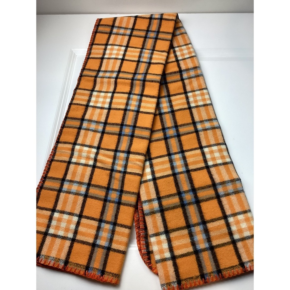 Collegiate Tartan Tennessee Vols Wool Throw Blanket 54x36 Orange Plaid USA Made